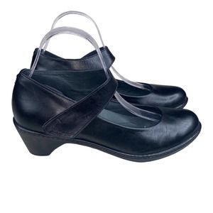Dansko Womens Blk Bess Leather Round Toe Cone Heel Comfort Mary Jane Sz 39  8.5